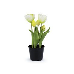 Umělé tulipány v květináči bílý