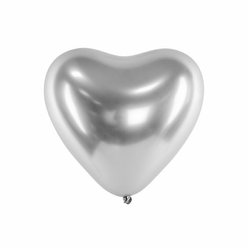 Balónek lesklý srdce stříbrné 30 cm