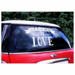 Nálepka bílá na auto All you need is love