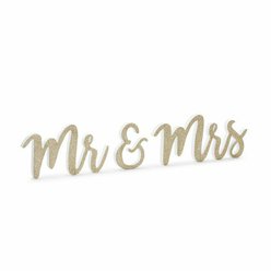 Nápis "Mr & Mrs", zlatý 50x10 cm