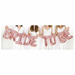 Fóliový balónkový nápis “Bride To Be” RŮŽOVO-ZLATÉ, 340 x 35 cm