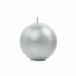 Kulatá svíčka stříbrná perleť  6 cm