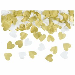 Vystřelující konfety bílo-zlaté srdíčka