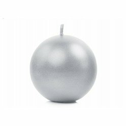Kulatá svíčka stříbrná perleť  8 cm