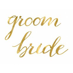 Dekorace "GROOM, BRIDE" zlatý