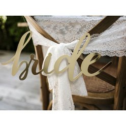 Dekorace "GROOM, BRIDE" zlatý